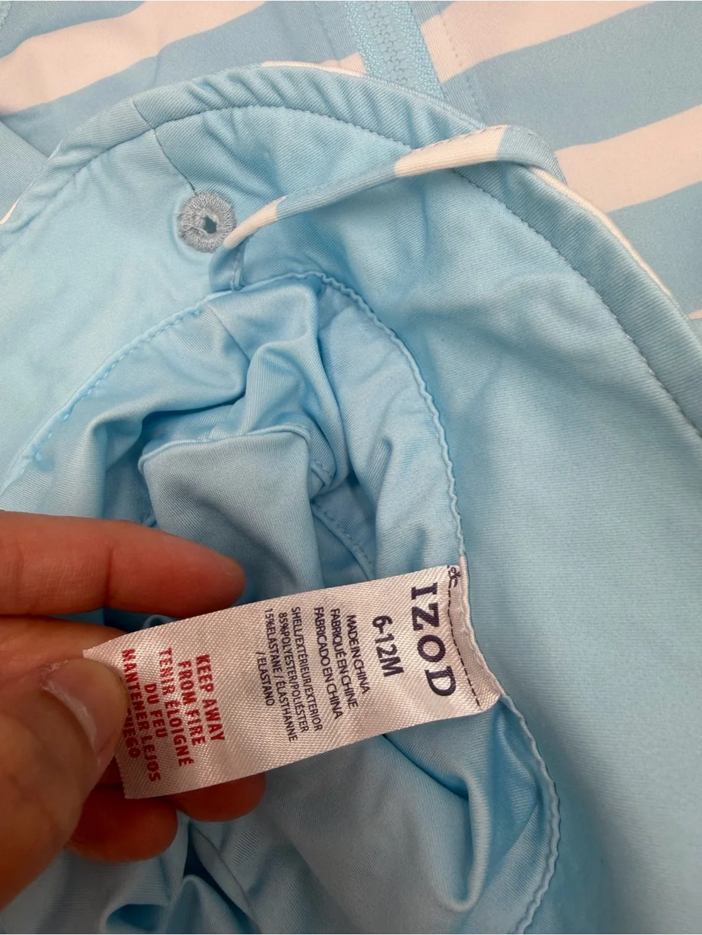 Izod Light Blue and White Rash Guard One-Piece with Hat and Water Shoes 12M